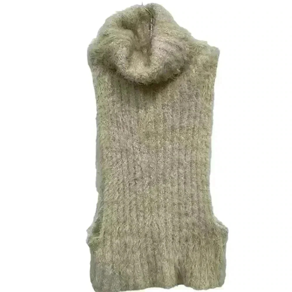 BLANC CLOTHING Turtle Neck Fuzzy Knit Sweater Sleeveless Open Side Size M